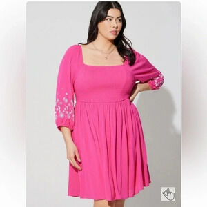 Torrid Mini Crinkle Gauze Blouson Sleeve Dress